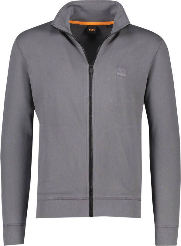 Hugo Boss vest opstaande kraag grijs rits effen katoen