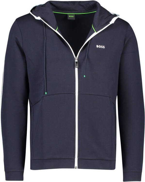 Hugo Boss vest Saggy opstaande kraag donkerblauw rits effen katoen