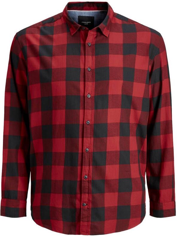 JACK & JONES PLUS SIZE geruit regular fit overhemd JJEGINGHAM Plus Size brick red - Foto 3