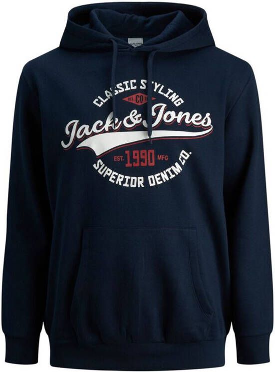 JACK & JONES PLUS SIZE hoodie JJELOGO Plus Size met logo navy blazer