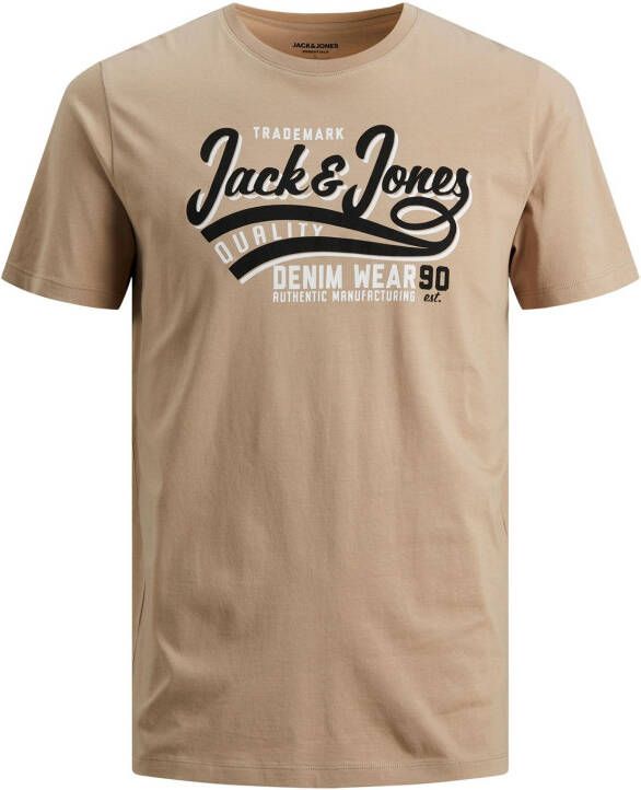 Jack & jones t-shirt beige met opdruk Plus Size