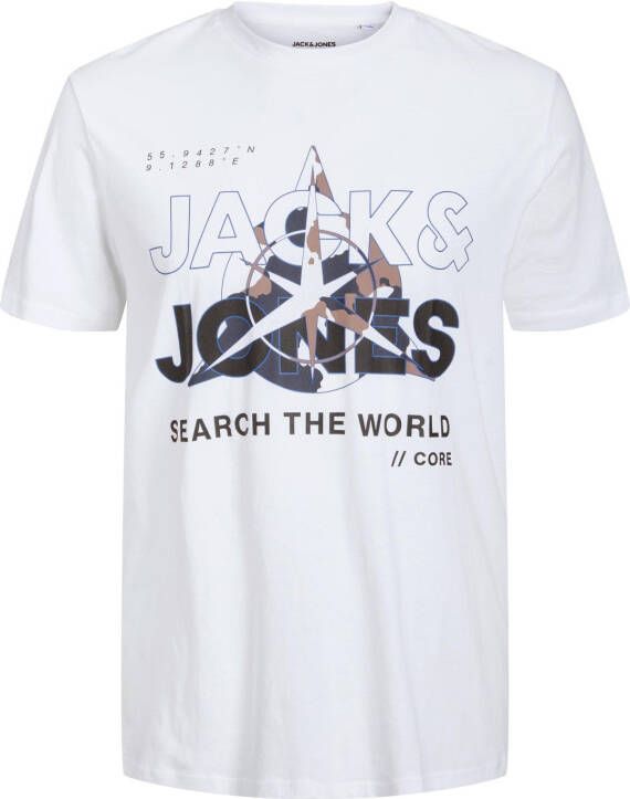 Jack & jones T-shirt wit print ronde hals katoen