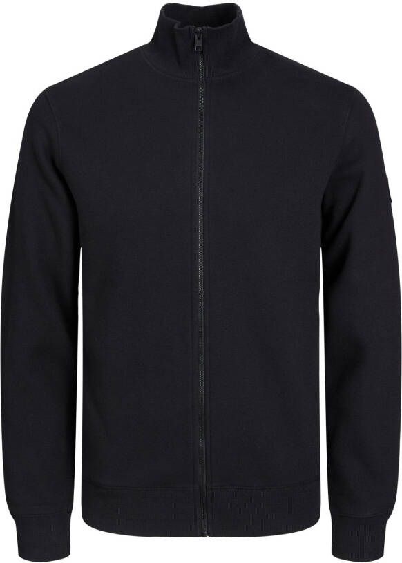 Jack & jones vest opstaande kraag zwart rits effen katoen