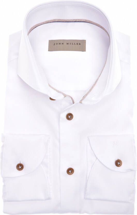 John Miller business overhemd cutaway boord slim fit wit katoen