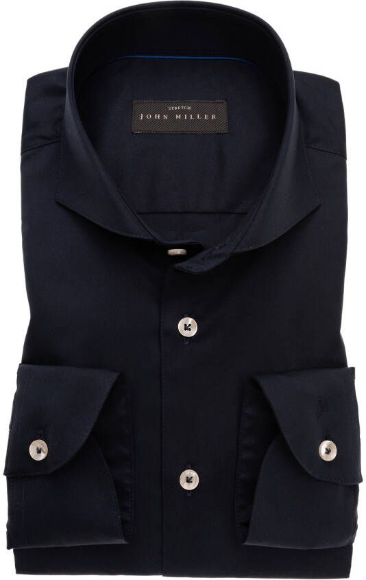 John Miller business overhemd normale fit donkerblauw effen katoen