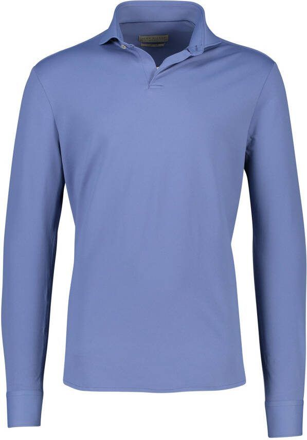 John Miller Lichtblauwe polo met lange mouwen Blue Heren