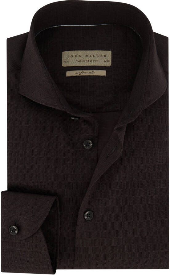John Miller Business overhemd slim fit zwart effen katoen