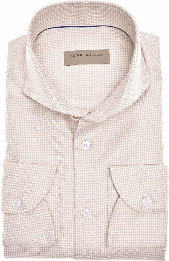 John Miller business overhemd Tailored Fit bruin geruit katoen