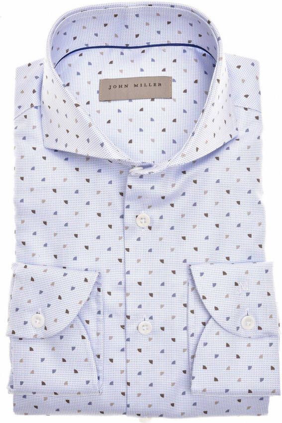 John Miller business overhemd Tailored Fit lichtblauw geprint katoen