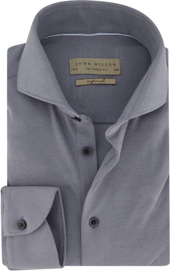 John Miller business overhemd Tailored Fit slim fit blauw effen katoen