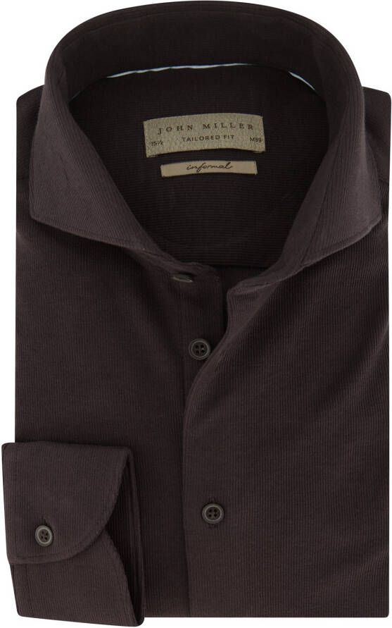 John Miller business overhemd Tailored Fit slim fit bruin effen katoen