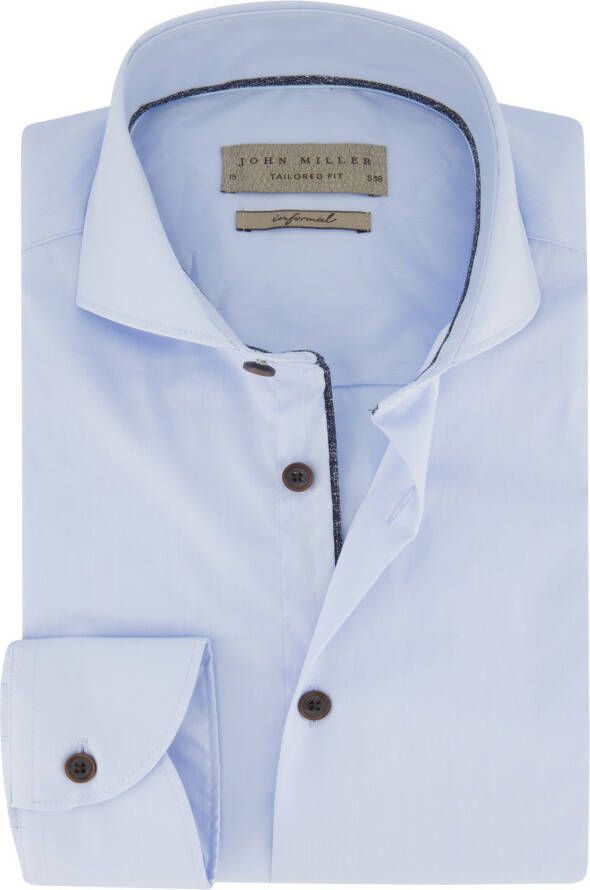 John Miller business overhemd Tailored Fit slim fit lichtblauw effen katoen