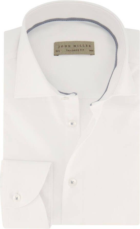 John Miller Wit overhemd business Tailored Fit slim fit effen katoen