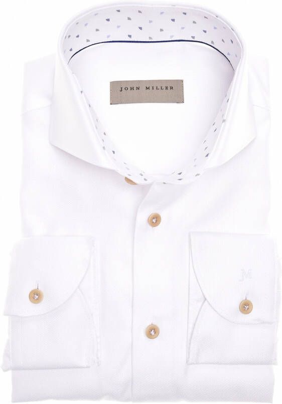 John Miller business overhemd Tailored Fit wit effen katoen