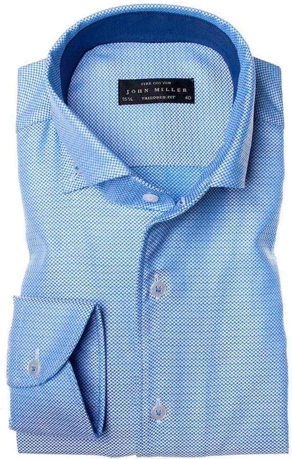 John Miller Overhemd blauw geprint tailored fit