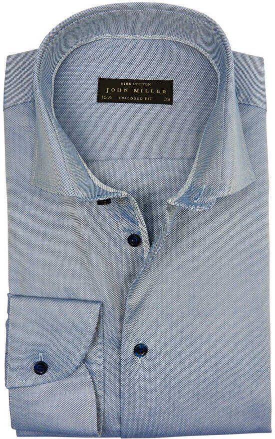 John Miller Overhemd blauw tailored fit katoen