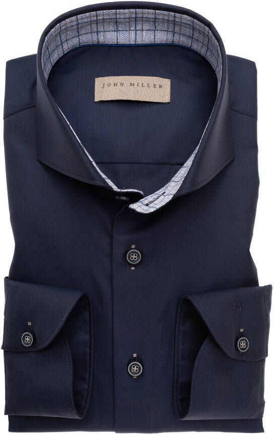 John Miller 100% katoenen Overhemd navy Tailored Fit