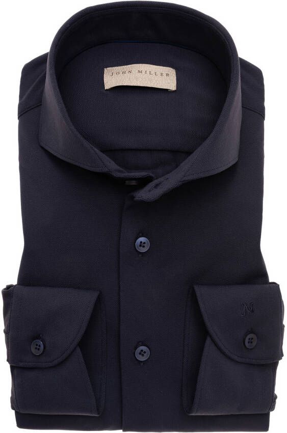 John Miller Stretch overhemd met getailleerde pasvorm Blue Heren