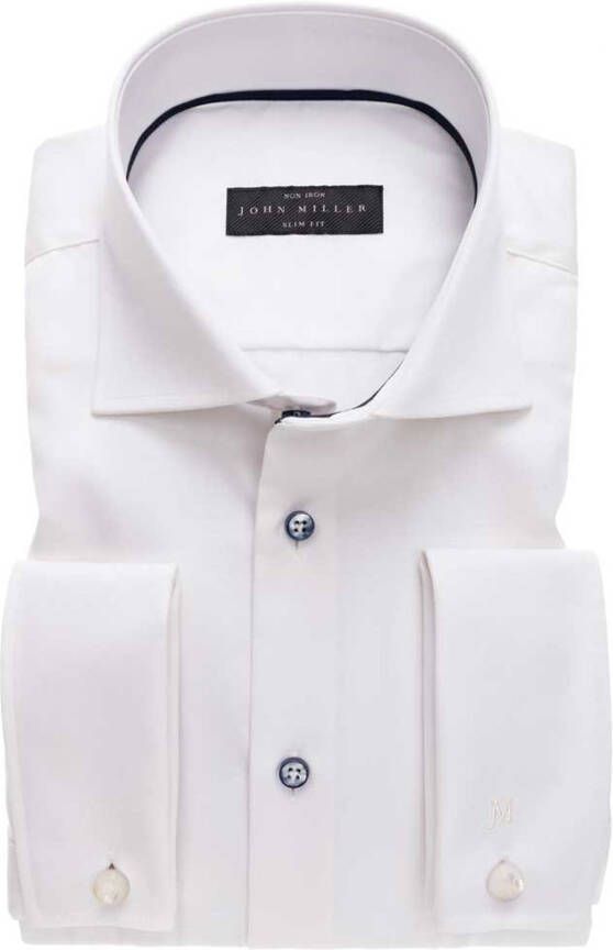John Miller overhemd dubbele manchet Slim Fit ecru