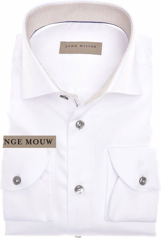 John Miller overhemd mouwlengte 7 slim fit wit effen 100% katoen