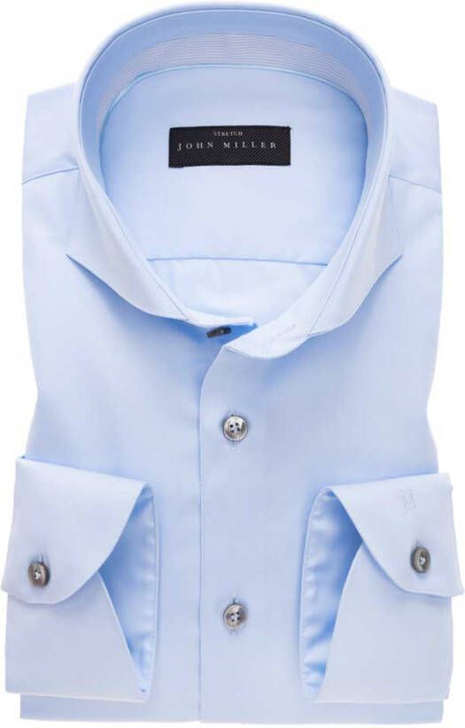 John Miller overhemd lichtblauw effen Slim Fit