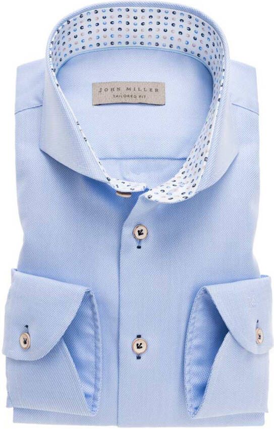 John Miller Overhemd lichtblauw Tailored Fit contrast boord