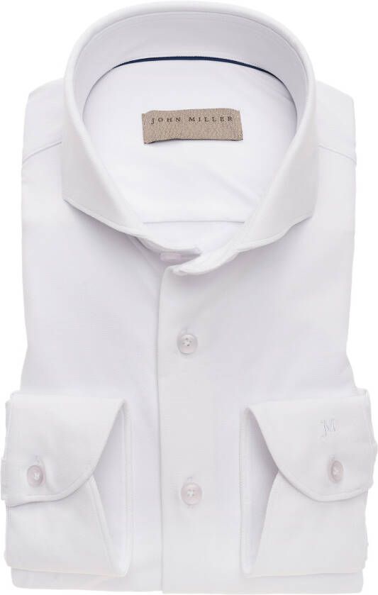 John Miller overhemd mouwlengte 7 Tailored Fit slim fit wit effen
