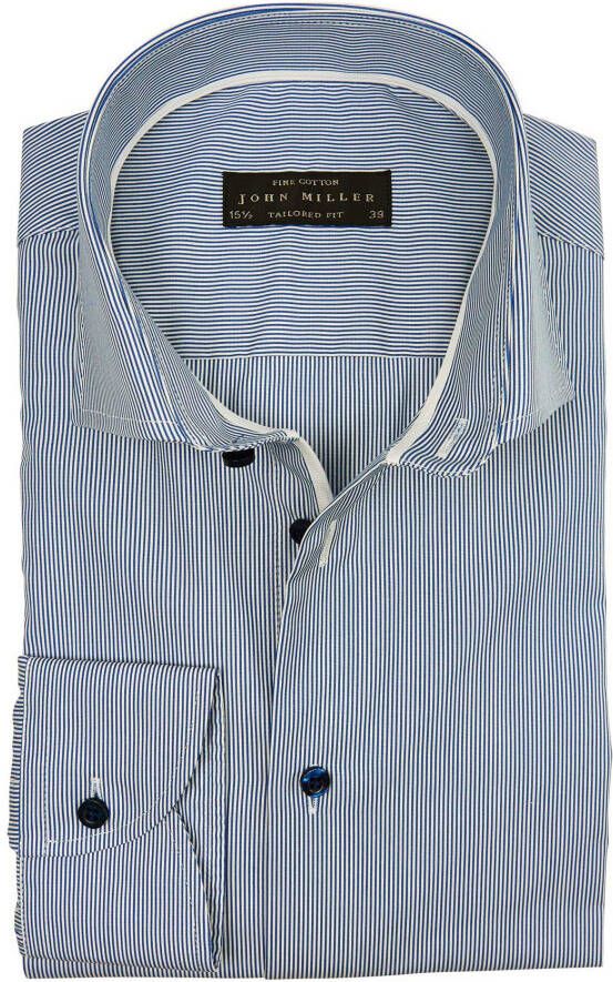 John Miller Overhemd tailored fit gestreept blauw
