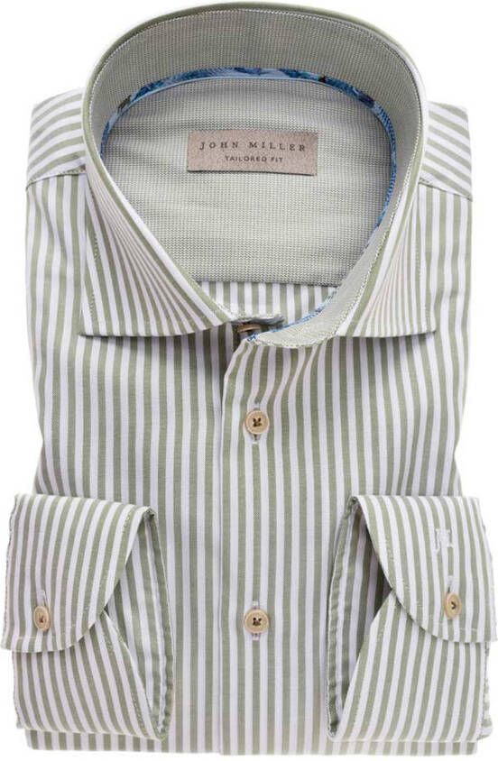 John Miller overhemd Tailored Fit groen streep