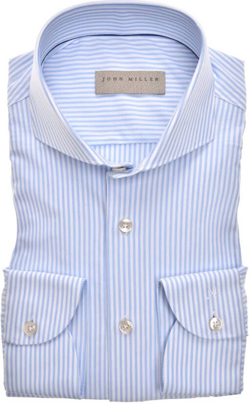 John Miller shirt blauw wit strepen Tailored Fit