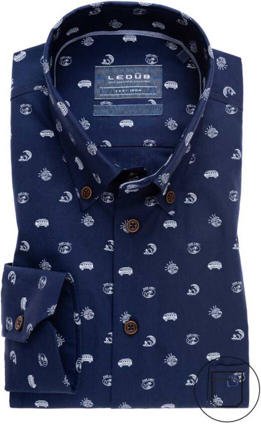 Ledub Modern Fit overhemd navy print