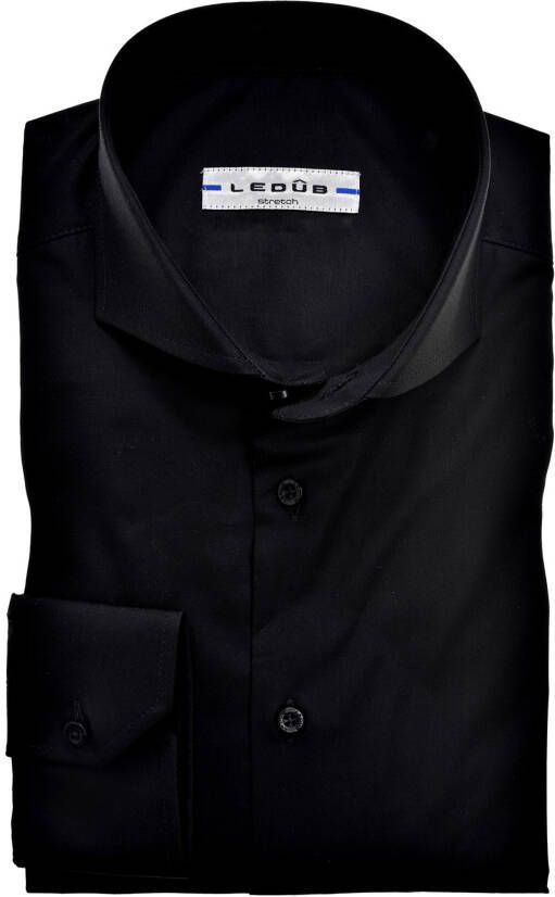 Ledub Overhemd Modern Fit stretch zwart