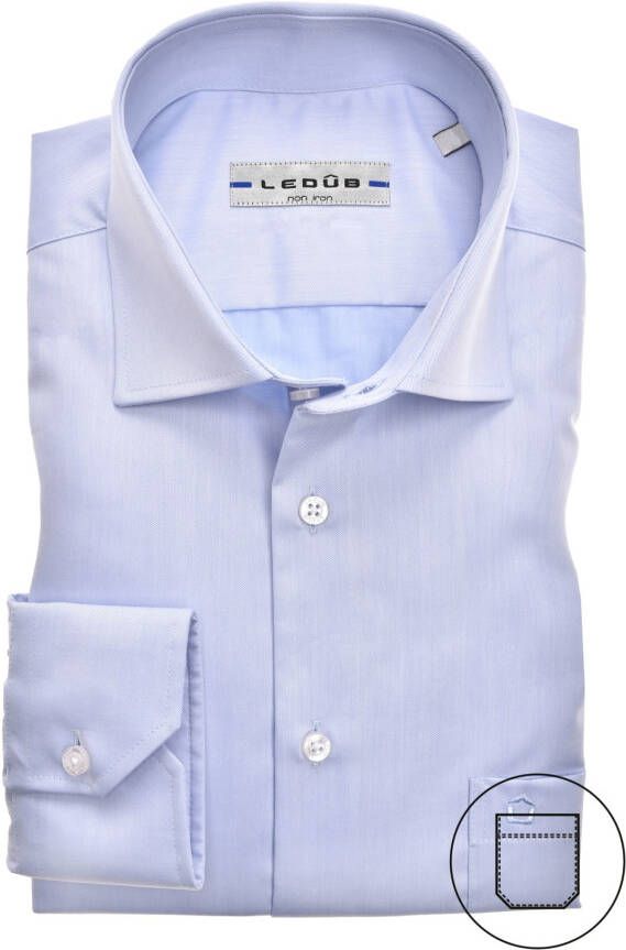 Ledub Overhemd mouwlengte 7 strijkvrij blauw