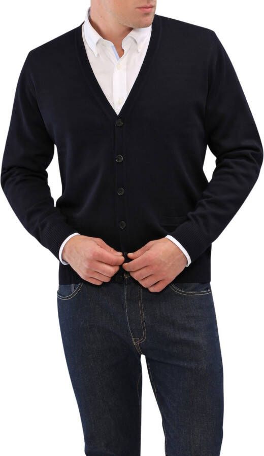 Maerz herenvest marineblauw merino met zakken