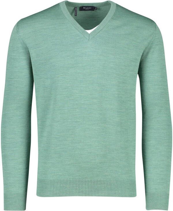 Maerz slipover v-hals groen effen 100% merinowol