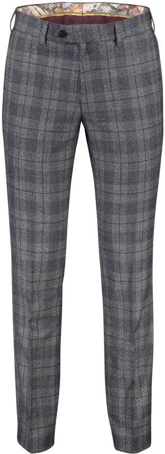Meyer katoenen broek Bonn donkerblauw geruit
