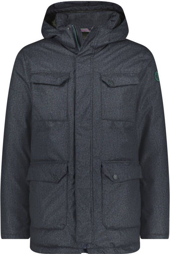 New Zealand winterjas Douglas Peak donkerblauw effen normale fit