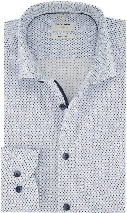 OLYMP Level Five Slim fit zakelijk overhemd met all-over motief model 'Modern Kent'