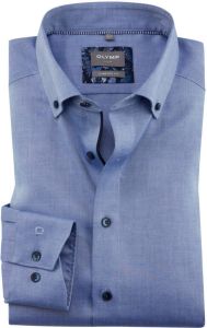 Olymp business overhemd Luxor Comfort Fit wijde fit blauw effen katoen
