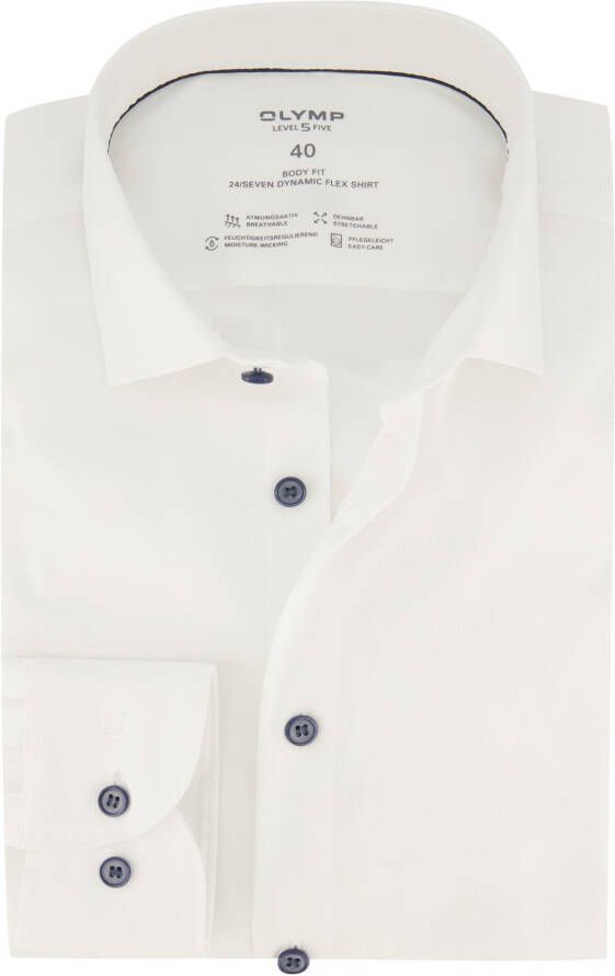 OLYMP Level Five Body fit zakelijk overhemd met structuurmotief model 'Modern'