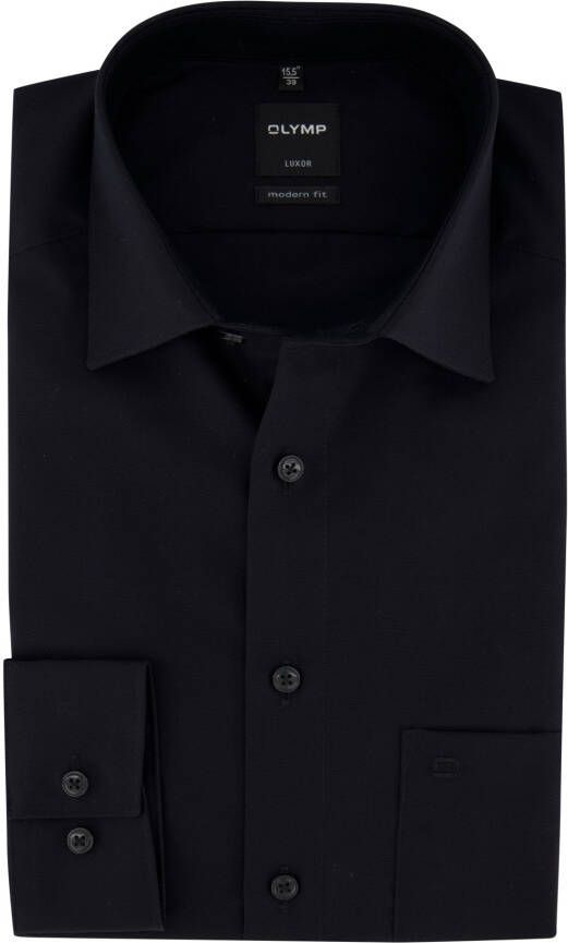 Olymp mouwlengte 7 overhemd zwart strijkvrij modern fit
