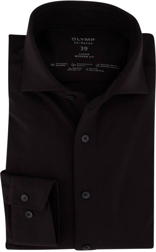 Olymp Overhemd 24 Seven zwart Modern Fit