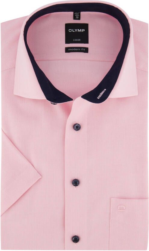 Olymp Overhemd korte mouw roze Modern Fit