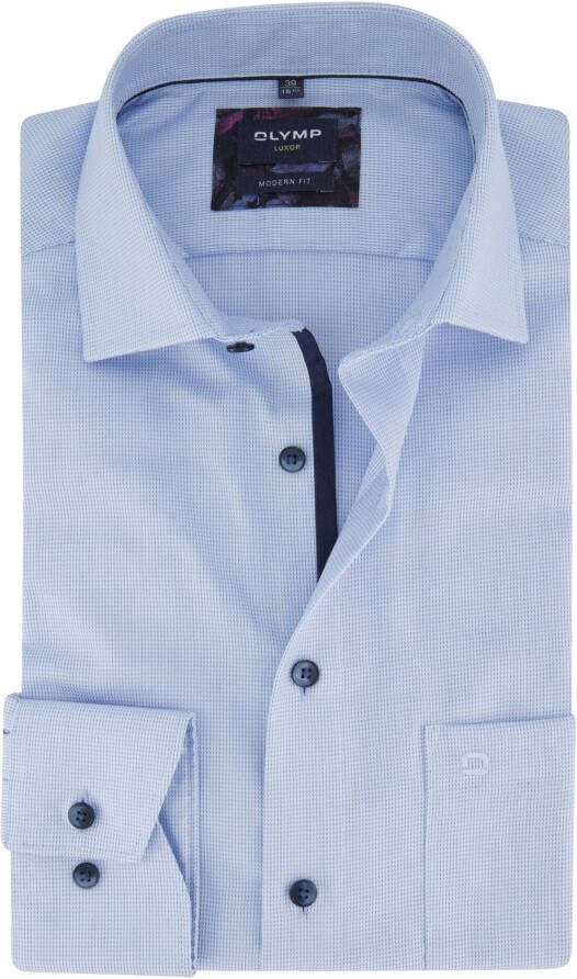 Olymp overhemd mouwlengte 7 normale fit lichtblauw effen 100% katoen