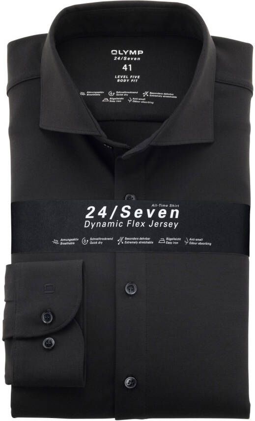 Olymp Overhemd mouwlengte 7 zwart 24 Seven