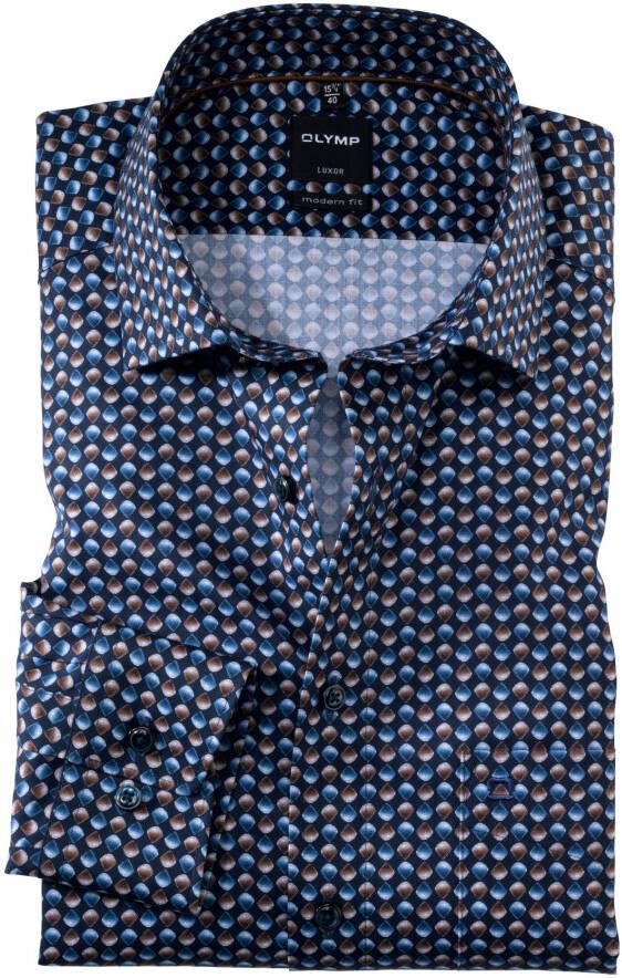 Olymp Overhemd navy dessin Modern Fit