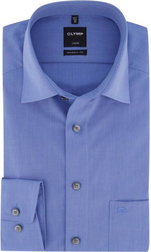 Olymp overhemd strijkvrij modern fit middenblauw - Foto 4