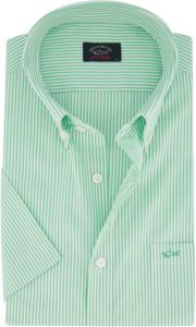 PAUL & SHARK casual overhemd korte mouw wijde fit groen gestreept katoen
