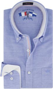 PAUL & SHARK overhemd blauw effen linnen