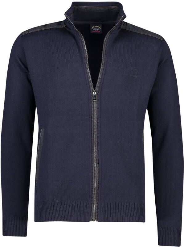 PAUL & SHARK vest opstaande kraag donkerblauw rits effen merinowol